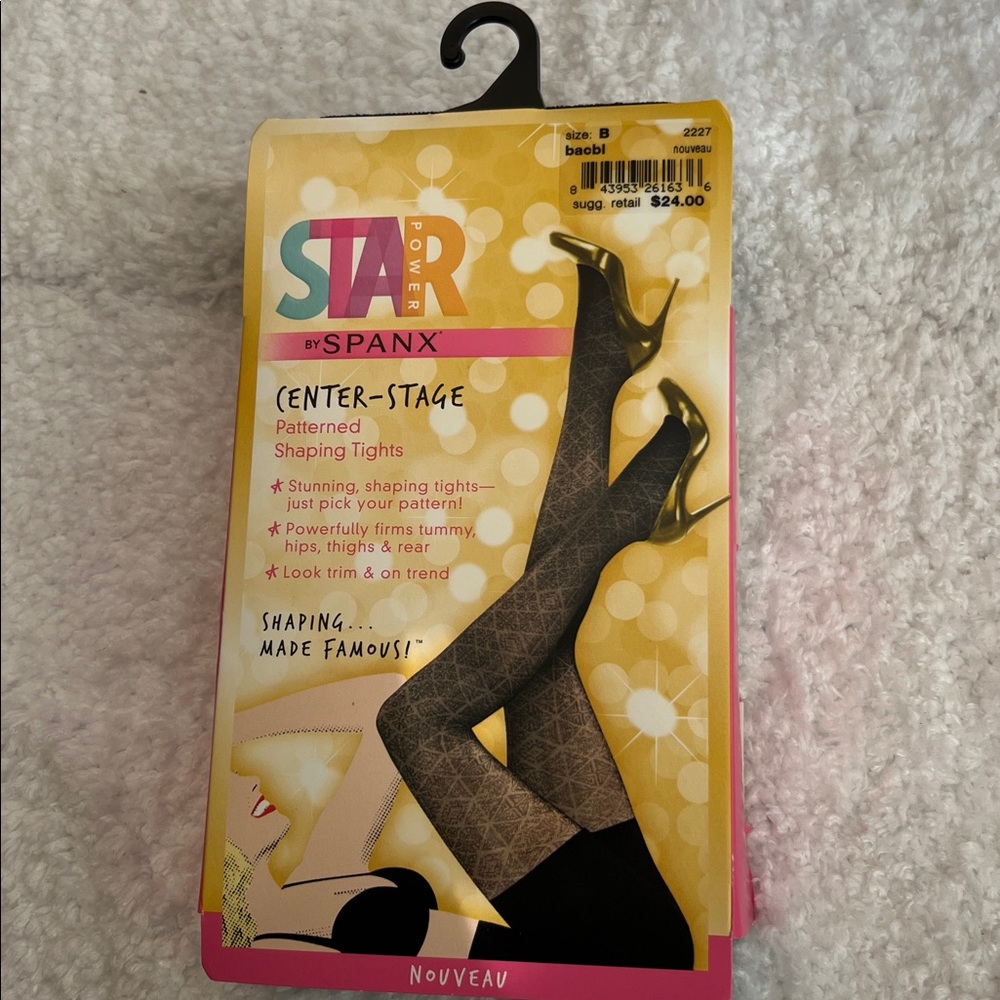 SPANX Star Power Center-Stage Black Patterned Tights